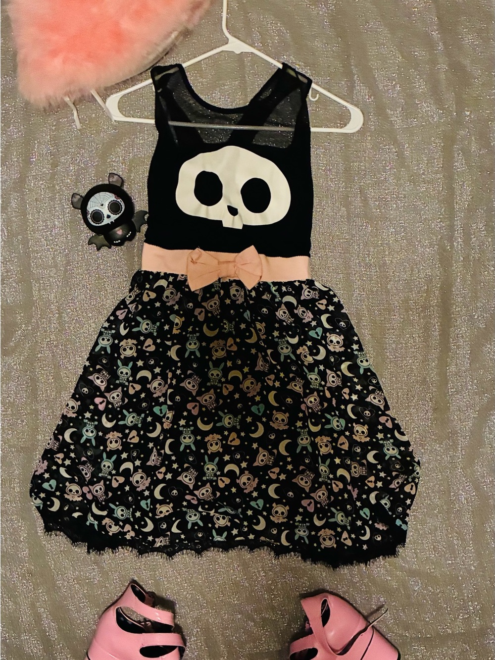 Skelanimals  Black Dress with Pink Heart Logo